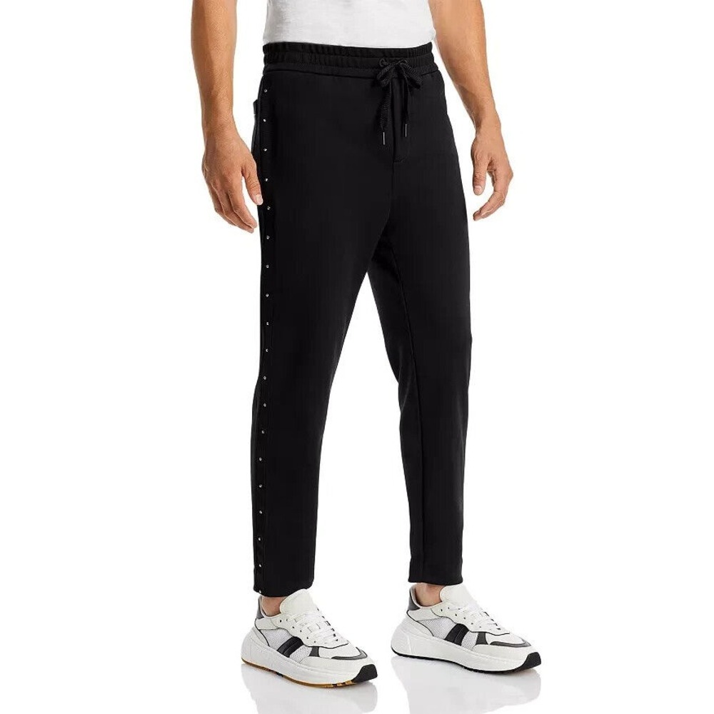 Moncler Men's studded drawstring track‎ pants Black Size Large L NEW $895